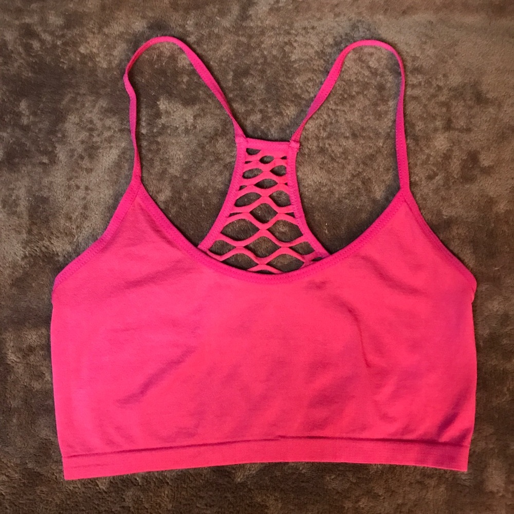 Forever21 bright neon pink cropped tank / Medium